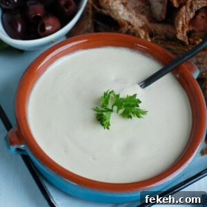 Small bowl of tahini sauce