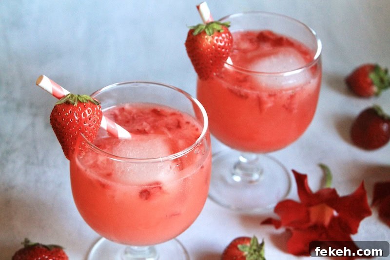 easy orange juice and strawberry mocktail