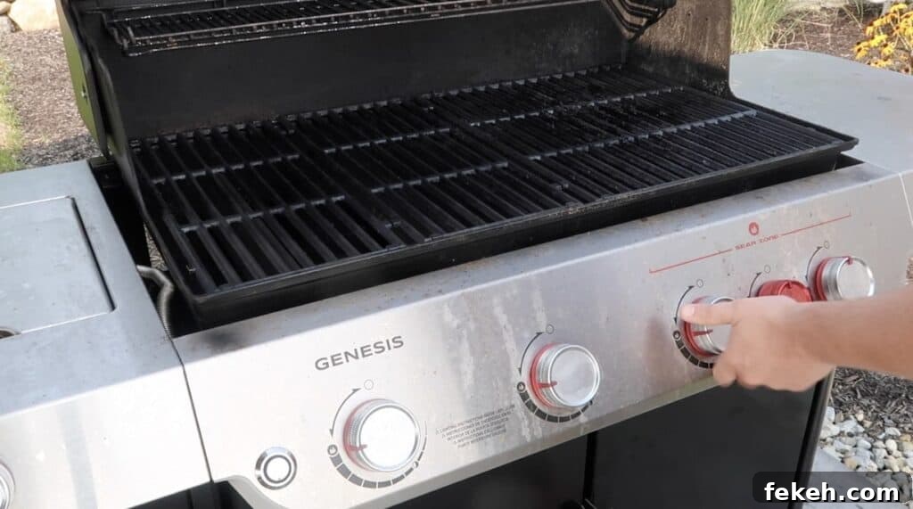 Turning grill to high