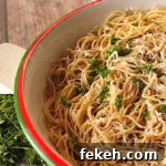 Browned Butter with Mizithra Cheese Spaghetti in a large bowl