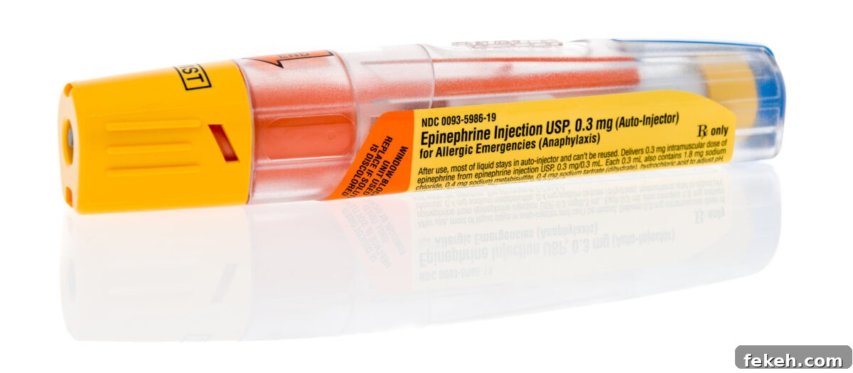 package of epineprine auto injector pen for allergic emergenies